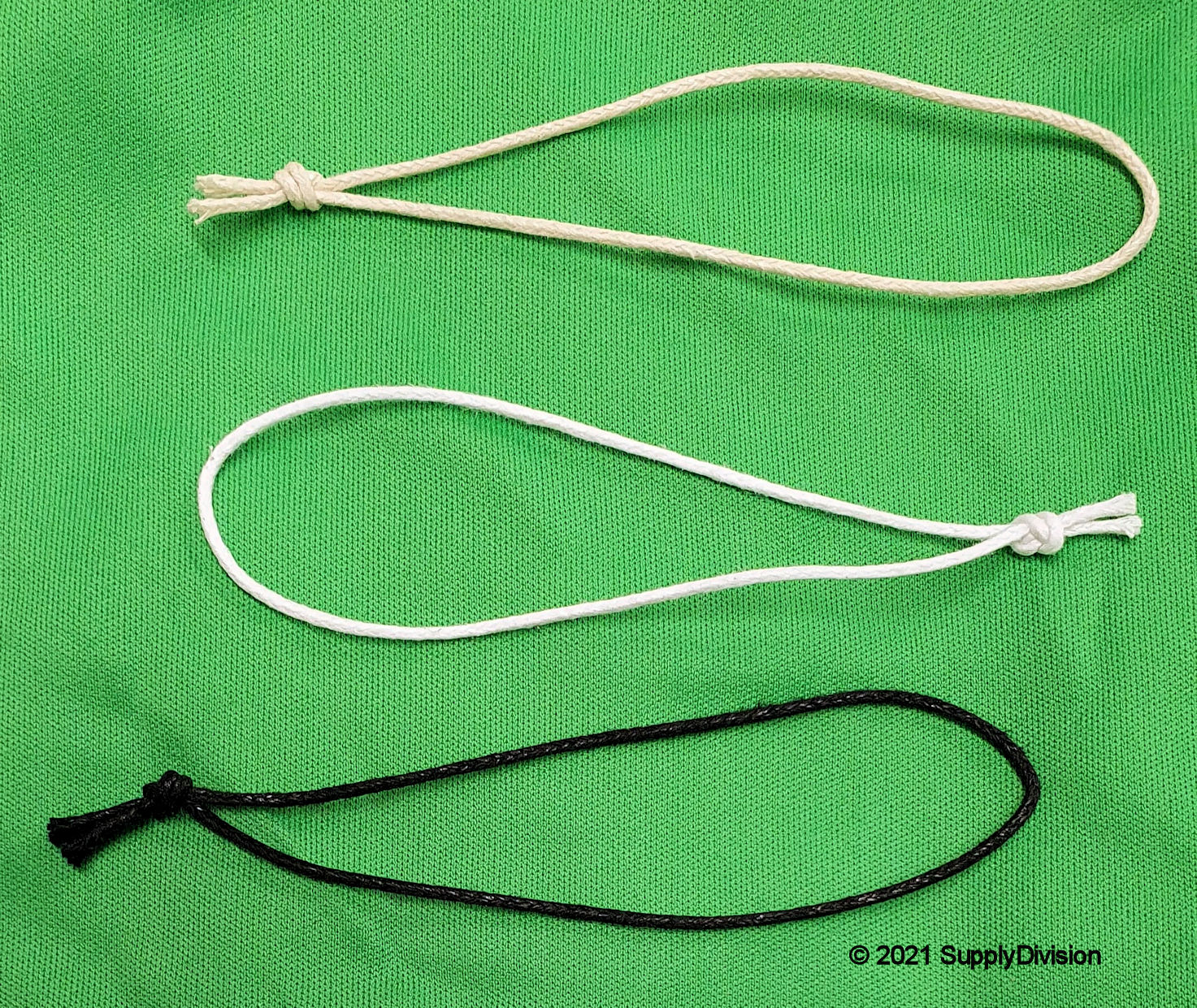 Waxed cord tied loops 100 pack