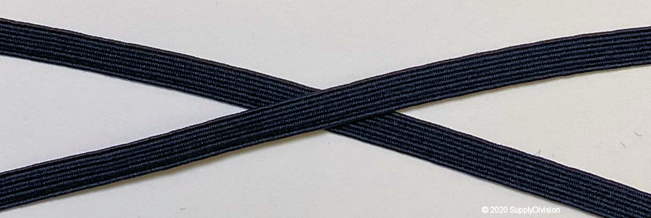 6mm(approx) flat elastic, SD791 Dark Navy Blue.