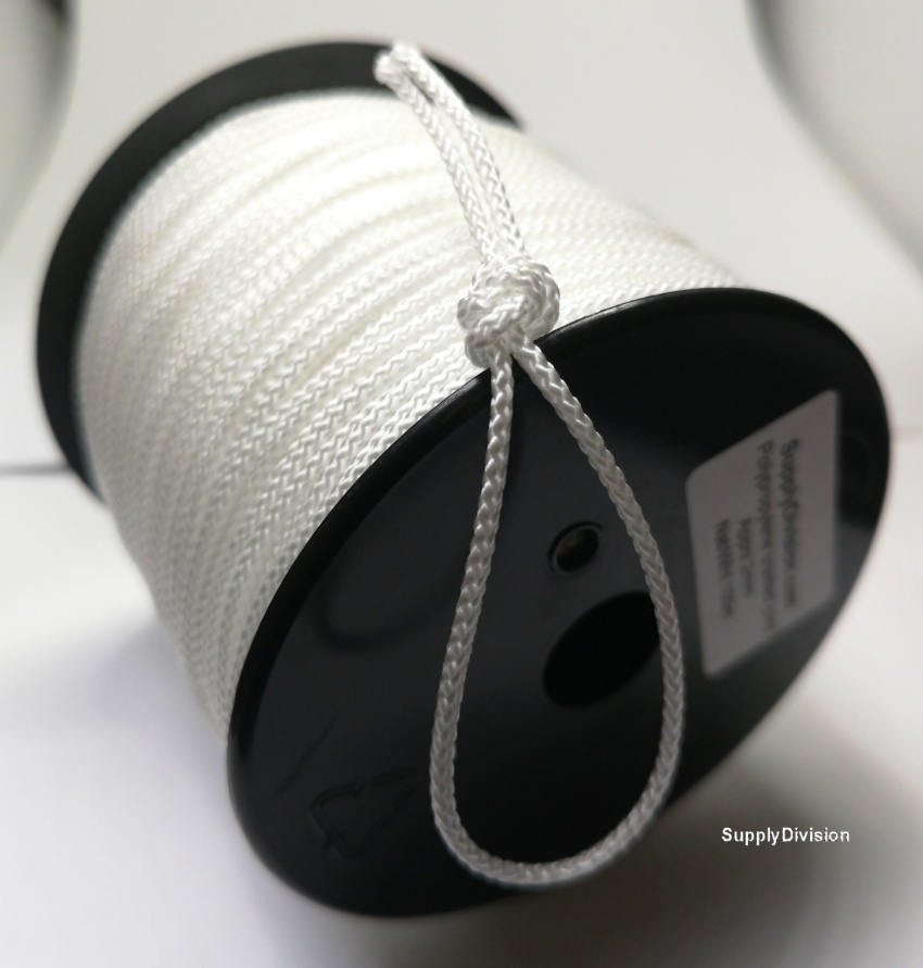 2mm WHITE POLYPROPYLENE CORD 100m spool