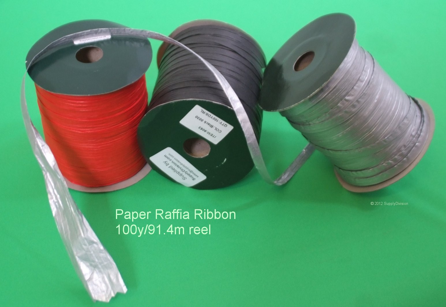 Raffia Ribbon, Metallic Silver, 100y