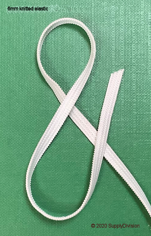 6mm White Knitted elastic 150m reel