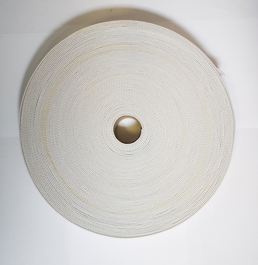 Shaded 25mm Natural white plush elastic 500m on 25m rolls